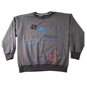 Zaful Graphic Sweatshirt Men's Size‎ S Gray Crewneck Long Sleeve Pullover